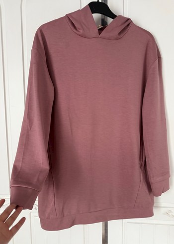 36 Beden Pembe Kapüşonlu Rahat Kesim Sweatshirt