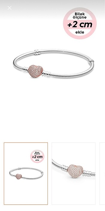 Pandora Moments 14 Ayar Pembe Altın Kaplama Pave Kalp Klipsli Bi