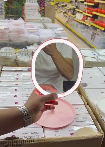 Pembe Renkli Işıklı makyaj aynasi - Görsel 2