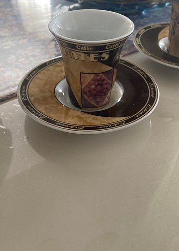 Kahve Temalı Espresso Fincan ve Tabak Seti - Görsel 2