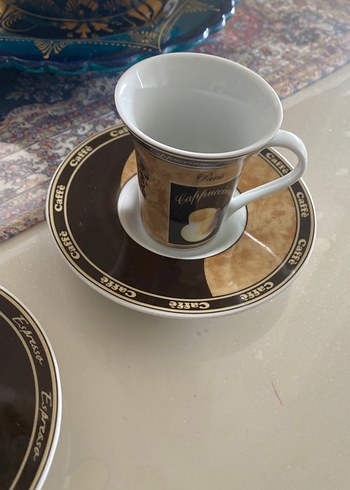 Kahve Temalı Espresso Fincan ve Tabak Seti - Görsel 3