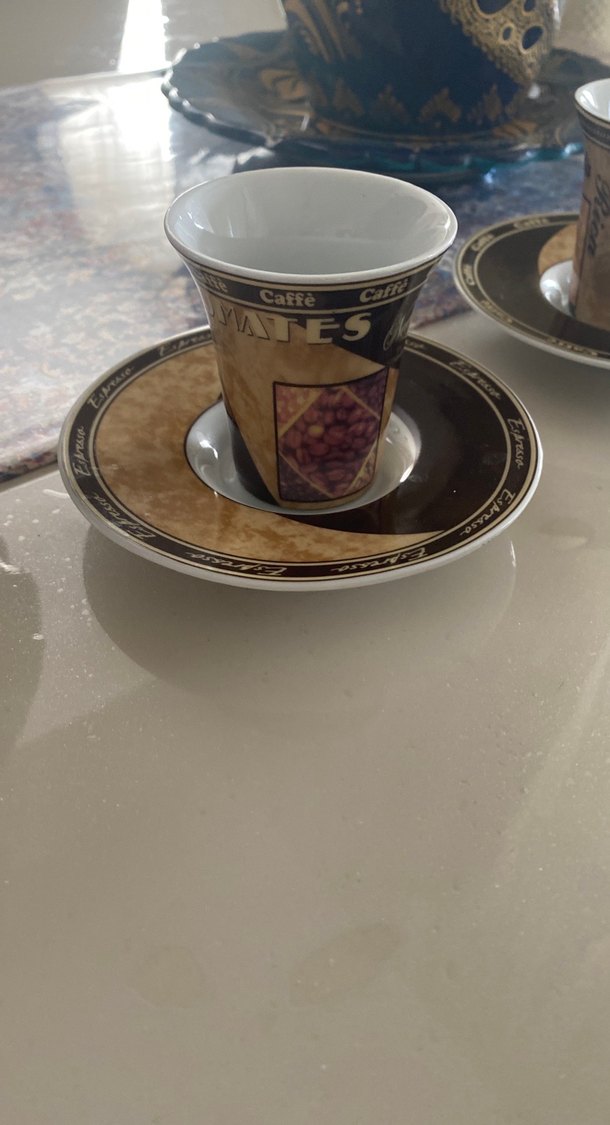 Kahve Temalı Espresso Fincan ve Tabak Seti - Görsel 2