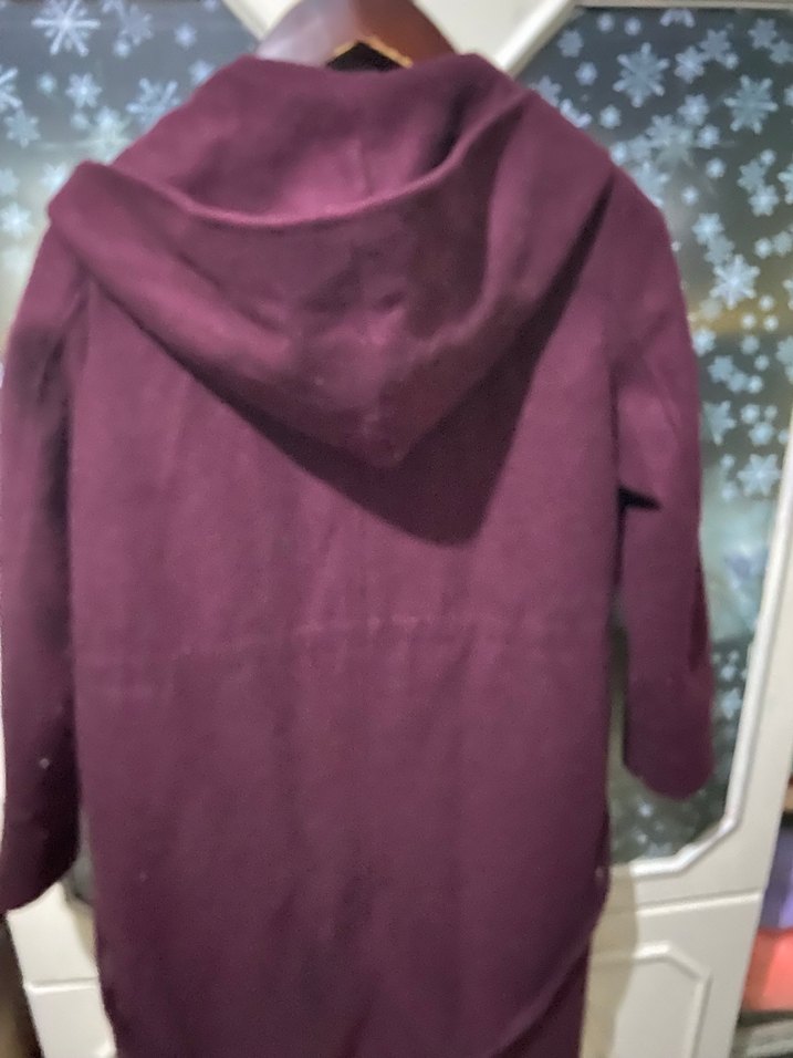 Bordo Uzun Düğmeli Kadın Kaban - Görsel 5