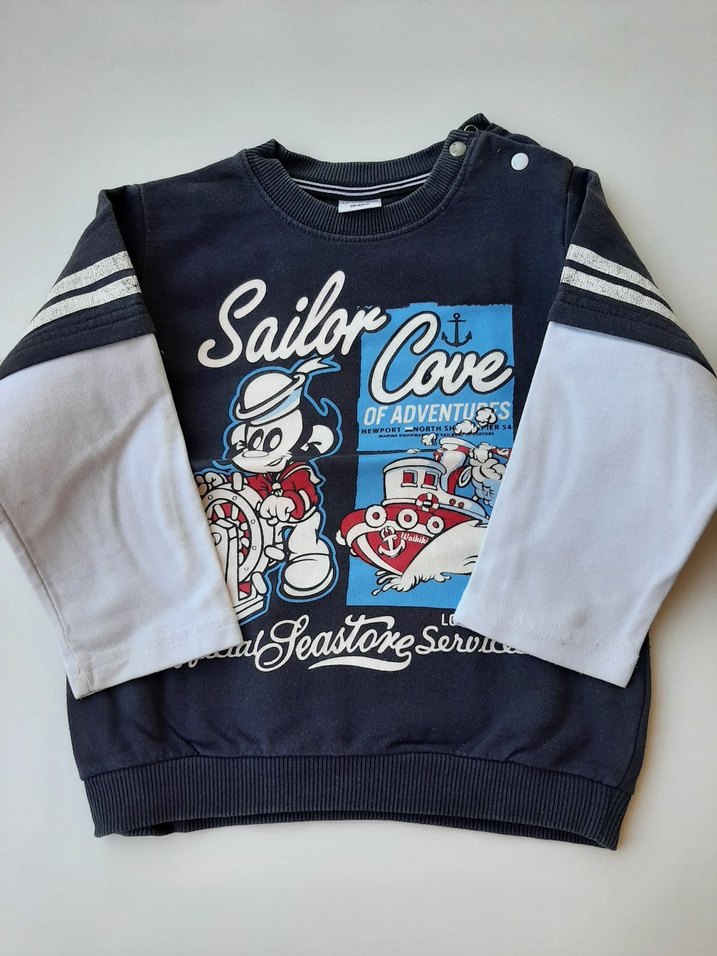 Erkek Çocuk Renkli Baskılı Mavi Sweatshirt - Görsel 2