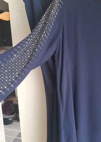 Lacivert Uzun Kollu Salaş Abiye Takım - Görsel 2