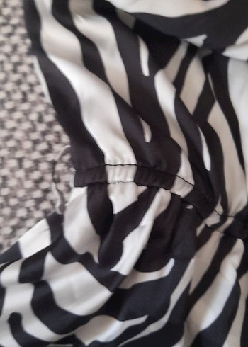 m Beden gri Renk Zebra Desenli Tek Kollu Kadın Elbise