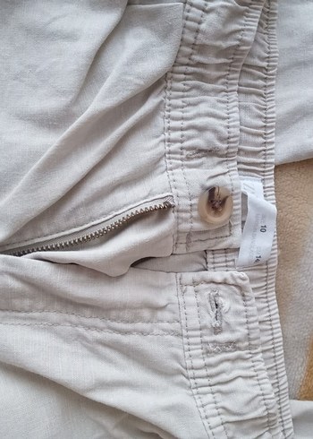 krem rengi zara keten pantolon - Görsel 2