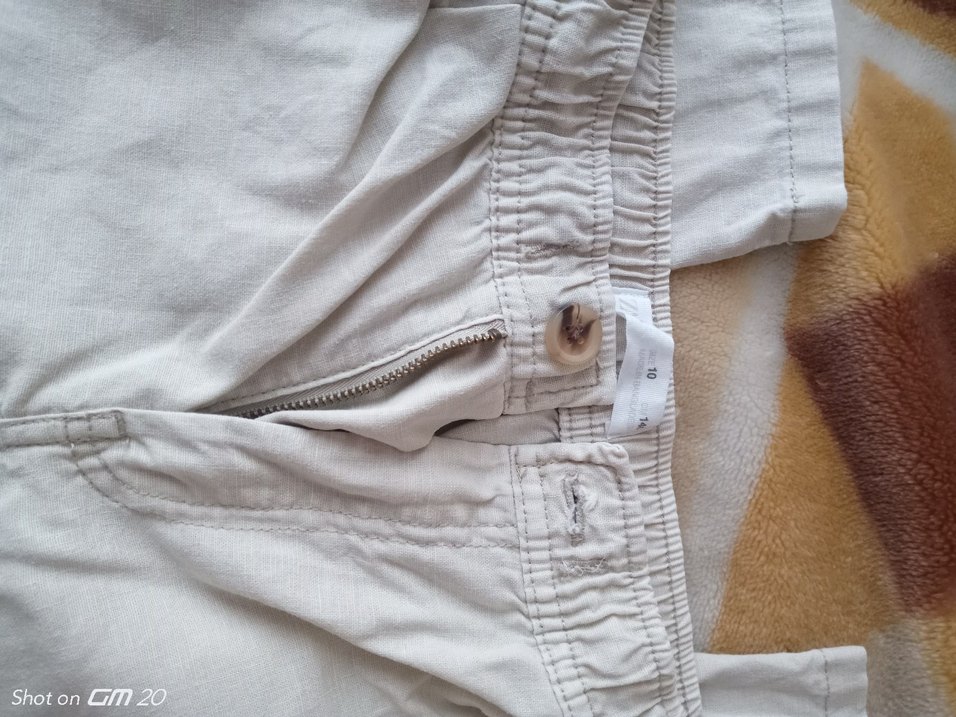 krem rengi zara keten pantolon - Görsel 2