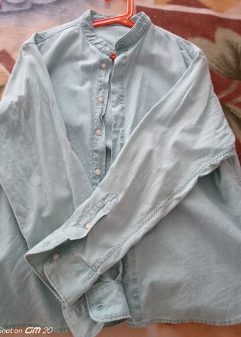 keten zara gömlek.turkuaz rengi - Görsel 2