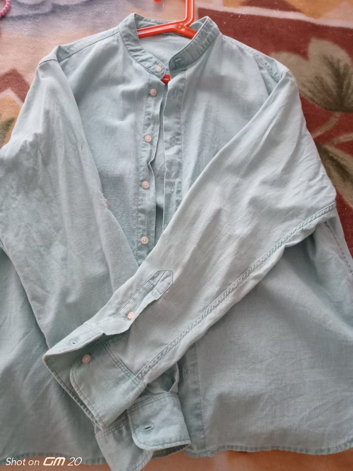 keten zara gömlek.turkuaz rengi - Görsel 2