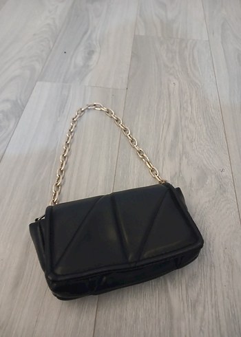 Zincir Detaylı Siyah Deri Kadın Çanta - Görsel 3