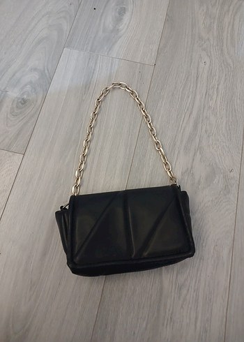 Zincir Detaylı Siyah Deri Kadın Çanta - Görsel 2