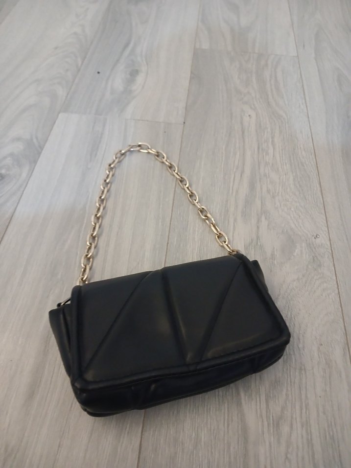 Zincir Detaylı Siyah Deri Kadın Çanta - Görsel 3