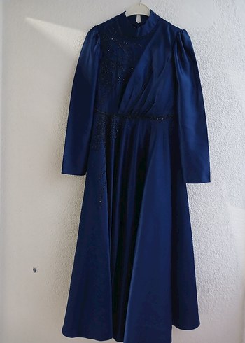 Uzun Lacivert Kadın Abiye Elbise - Görsel 2