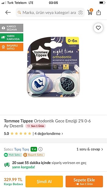 Tomme tippee emzik bambino, baby time marka emzik