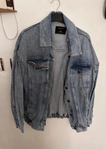 Düğmeli Gri Denim Kadın Ceket