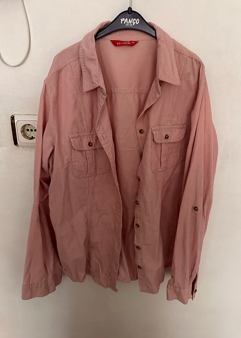 LC Waikiki Panco Pembe Uzun Kollu Düğmeli Kadın Gömlek