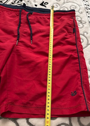 Düğmeli Kırmızı Erkek Midi Şort - Görsel 6