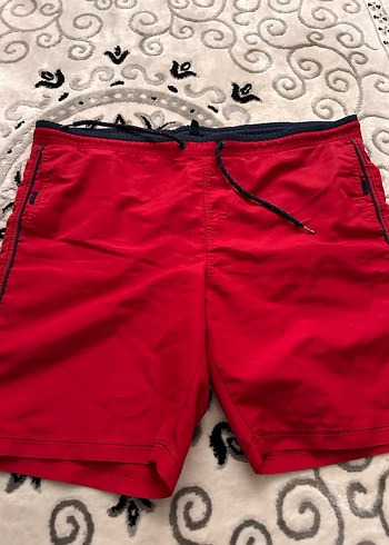 Düğmeli Kırmızı Erkek Midi Şort - Görsel 8