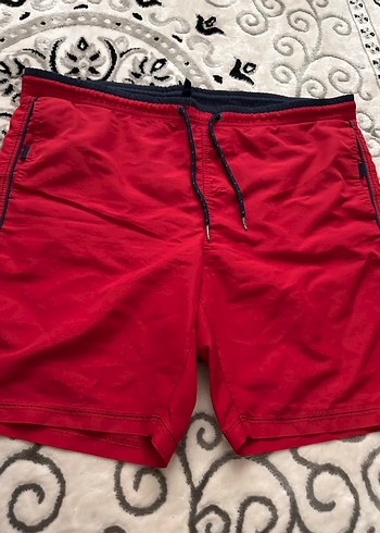 Düğmeli Kırmızı Erkek Midi Şort - Görsel 3