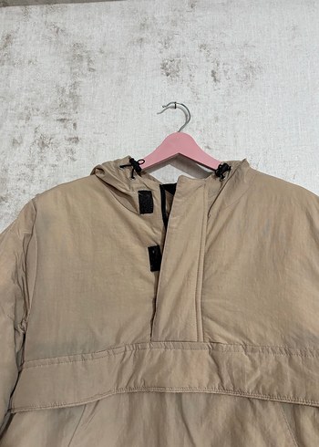 Bej Kadın Salaş Ceket Yüksek Yakalı - Görsel 4
