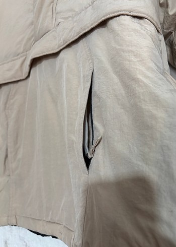 Bej Kadın Salaş Ceket Yüksek Yakalı - Görsel 3