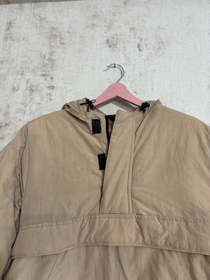 Bej Kadın Salaş Ceket Yüksek Yakalı - Görsel 4