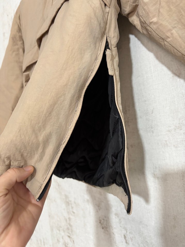 Bej Kadın Salaş Ceket Yüksek Yakalı - Görsel 2