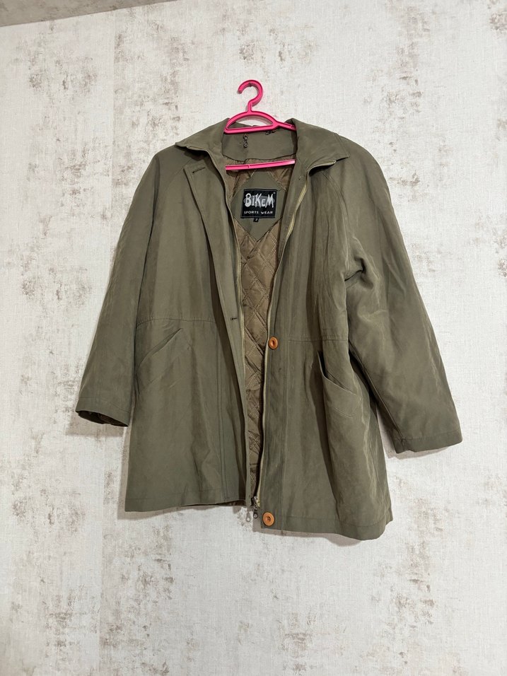 Düğmeli haki  Kadın Ceket - Görsel 5