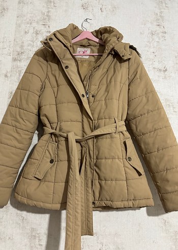 Bej Kemerli Kadın Kışlık Mont - Görsel 7