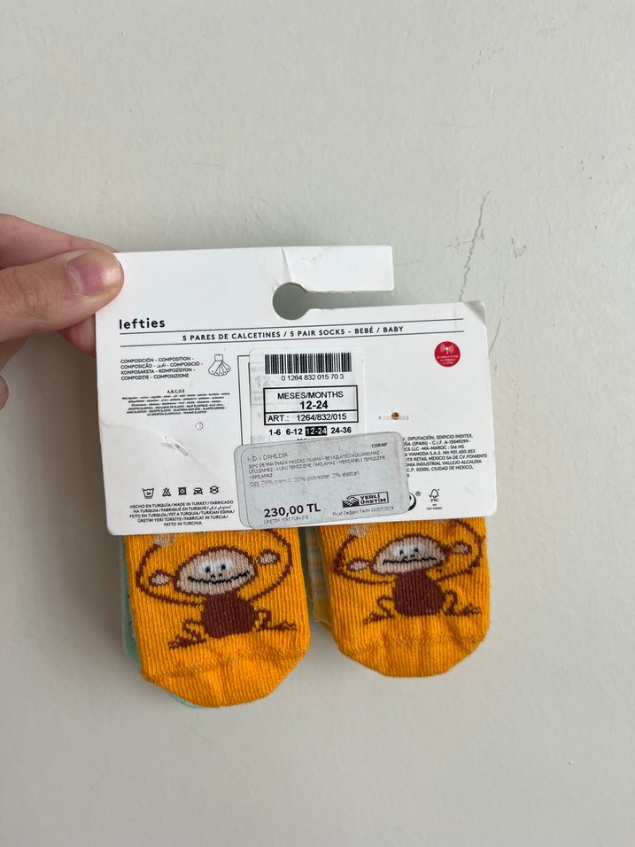 Maymun desenli 5'li Çorap Seti 12-24 ay - Görsel 3