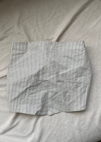 Zara Çizgili straplez sırt bağlamalı bluz crop üst