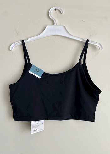xs Beden siyah Renk Askılı spor crop üst