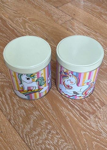 Unicorn Temalı Renkli teneke Kutu Seti 2li