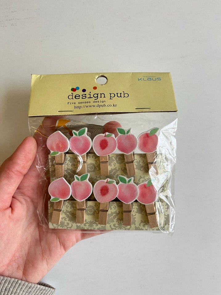 10lu Küçük şeftali desenli pano mandal seti - Görsel 4