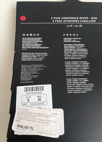 s Beden Erkek Çok Renkli Boxer 5'li Paket