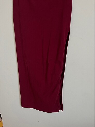s Beden bordo Renk Asos yırtmaçlı uzun etek