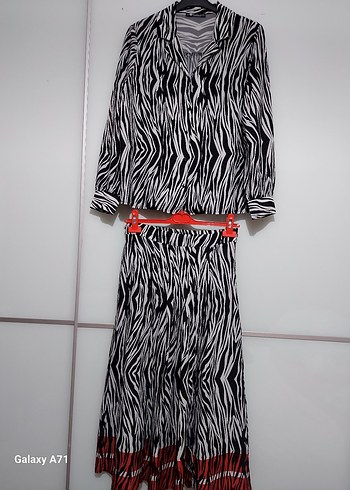 Fashion Angel Zebra Desenli Kadın Mini Etek ve Gömlek Takım 36 /38 beden