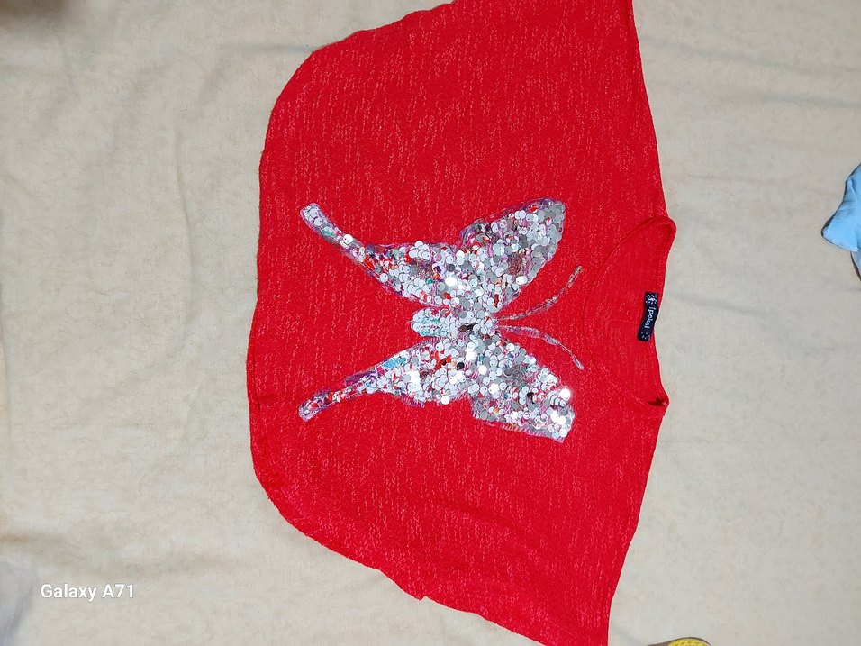 Kız Çocuk Kelebekli Kısa Kollu Tişört - Görsel 3