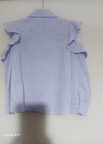 Koton 4-5 yaş kiz cocuk Mavi Kısa Kollu Keten Gömlek - Görsel 2