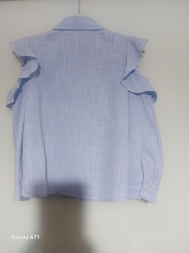 Koton 4-5 yaş kiz cocuk Mavi Kısa Kollu Keten Gömlek - Görsel 2