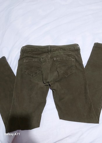 Haki Yesili Kadife Kemerli bayan Pantolon - Görsel 2