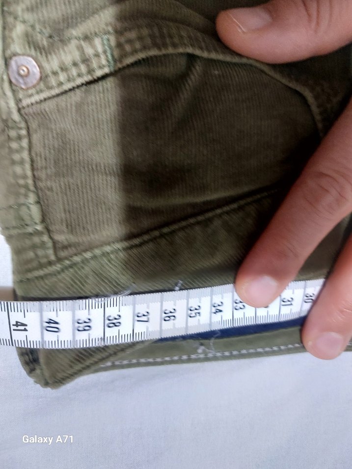 Haki Yesili Kadife Kemerli bayan  Pantolon - Görsel 5