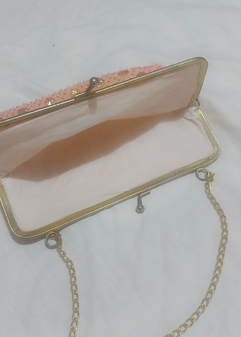 Pembe Vintage İşlemeli Boncuklu Kadın Çanta - Görsel 3