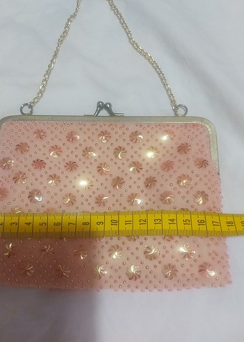 Pembe Vintage İşlemeli Boncuklu Kadın Çanta - Görsel 5