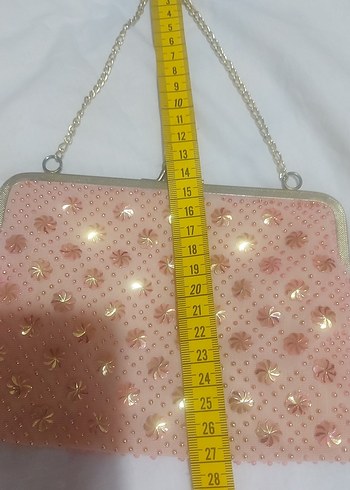 Pembe Vintage İşlemeli Boncuklu Kadın Çanta - Görsel 4