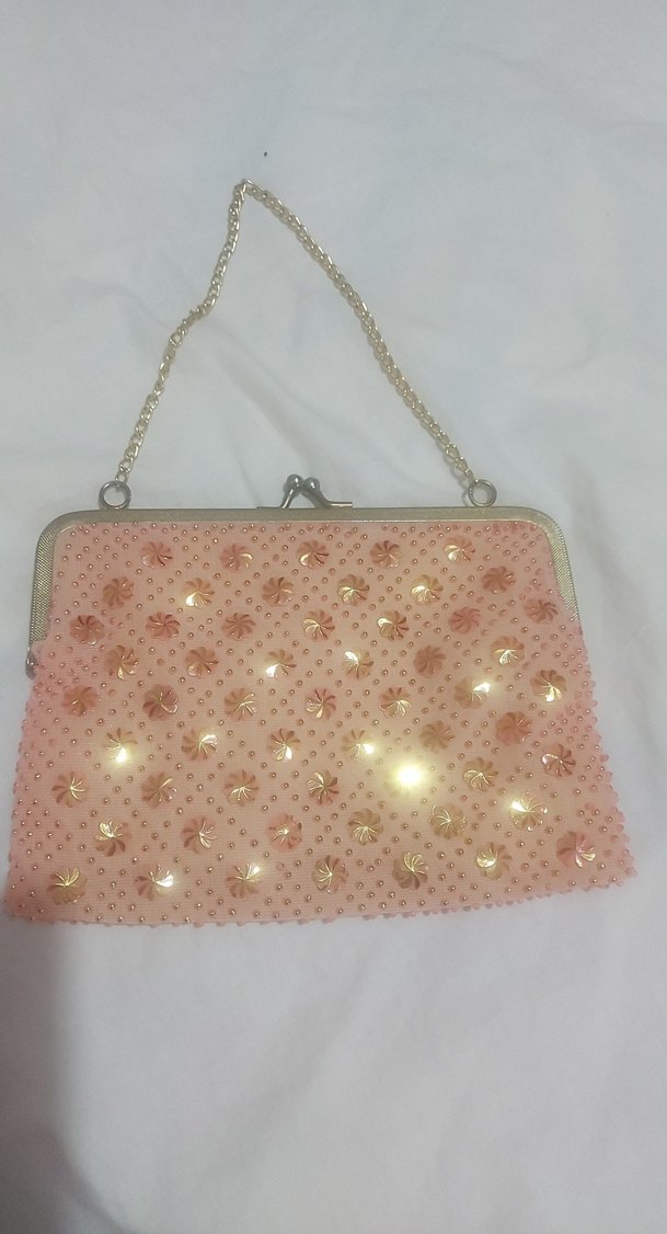 Pembe Vintage İşlemeli Boncuklu Kadın Çanta - Görsel 2
