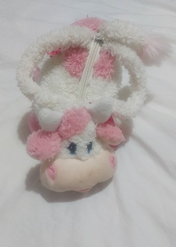 Beyaz Pembe Peluş Oyuncak Çanta - Görsel 5