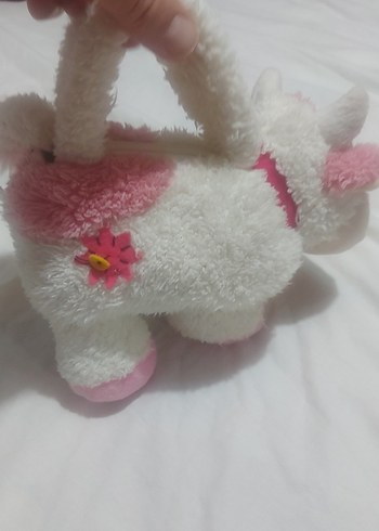 Beyaz Pembe Peluş Oyuncak Çanta - Görsel 3