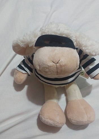 Çizgili Tişörtlü Beyaz Peluş Koyun Oyuncak - Görsel 3